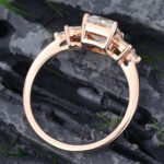 Pattiring Emerald Cut C&C Moissanite Rose Gold Marquise Cut Diamond Engagement Ring 5