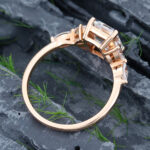 Pattiring Emerald Cut C&C Moissanite Rose Gold Marquise Cut Diamond Engagement Ring 5