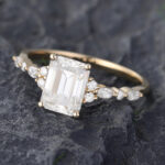 Pattiring Emerald Cut C&C Moissanite Solid Gold Marquise cut Diamond Engagement Ring 3