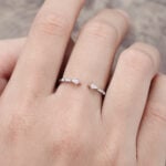Pattiring Kite Cut Opal White Gold Open Wedding Band