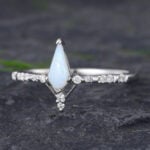 Pattiring Kite Shaped Opal White Gold Engagement Ring 1