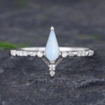 Pattiring Kite Shaped Opal White Gold Engagement Ring