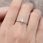Pattiring Kite Shaped Opal White Gold Engagement Ring 2