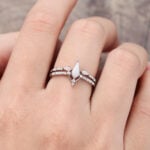 Pattiring Kite Shaped Opal White Gold Engagement Ring Set 3