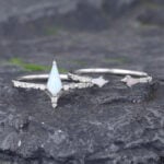 Pattiring Kite Shaped Opal White Gold Engagement Ring Set 4