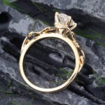 Pattiring Marquise Cut 1 Carat Moissanite Solid Gold Leaf Engagement Ring 5