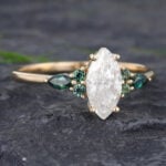 Pattiring Marquise Cut 1 Carat Moissanite Solid Gold Teal Sapphire Engagement Ring 2