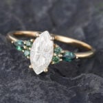 Pattiring Marquise Cut 1 Carat Moissanite Solid Gold Teal Sapphire Engagement Ring 3