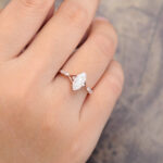 Pattiring Marquise Cut C&C Moissanite Rose Gold Baguette cut Diamond Engagement Ring 1
