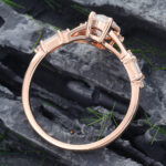 Pattiring Marquise Cut C&C Moissanite Rose Gold Baguette cut Diamond Engagement Ring 5