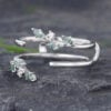 Pattiring Marquise Cut Moss Agate White Gold Diamond Open Curved Wedding Band