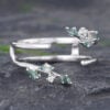 Pattiring Marquise Cut Moss Agate White Gold Diamond Open Curved Wedding Band