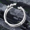 Pattiring Marquise Cut Moss Agate White Gold Diamond Open Curved Wedding Band