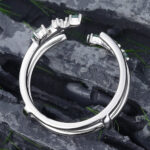 Pattiring Marquise Cut Moss Agate White Gold Diamond Open Curved Wedding Band