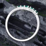 Pattiring Marquise Cut Natural Emerald White Gold Curved Wedding Band 3
