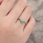 Pattiring Marquise Cut Natural Emerald White Gold Curved Wedding Band 4