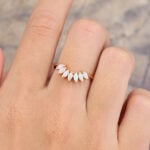 Pattiring Marquise Cut Opal Rose Gold Vintage Curved Wedding Band