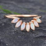 Pattiring Marquise Cut Opal Rose Gold Vintage Curved Wedding Band