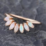 Pattiring Marquise Cut Opal Rose Gold Vintage Curved Wedding Band
