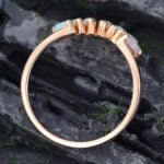 Pattiring Marquise Cut Opal Rose Gold Vintage Curved Wedding Band
