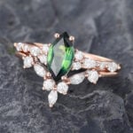 Pattiring Marquise Cut Teal Sapphire Rose Gold Engagement Ring Set 1