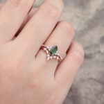 Pattiring Marquise Cut Teal Sapphire Rose Gold Engagement Ring Set 2