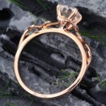 Pattiring Oval Cut 1.37 Carat Moissanite Rose Gold Leaf Engagement Ring