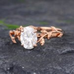 Pattiring Oval Cut 1.37 Carat Moissanite Rose Gold Leaf Engagement Ring 3
