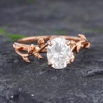 Pattiring Oval Cut 1.37 Carat Moissanite Rose Gold Leaf Engagement Ring 4