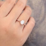 Pattiring Oval Cut C&C Moissanite Rose Gold Baguette cut Diamond Engagement Ring 1