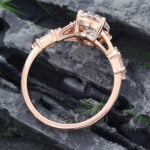 Pattiring Oval Cut C&C Moissanite Rose Gold Baguette cut Diamond Engagement Ring 3