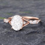 Pattiring Oval Cut C&C Moissanite Rose Gold Baguette cut Diamond Engagement Ring 4