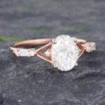 Pattiring Oval Cut C&C Moissanite Rose Gold Baguette cut Diamond Engagement Ring 5