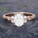 Pattiring Oval Cut C&C Moissanite Rose Gold Diamond Filigree Engagement Ring