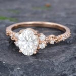 Pattiring Oval Cut C&C Moissanite Rose Gold Diamond Filigree Engagement Ring 3