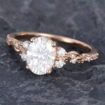 Pattiring Oval Cut C&C Moissanite Rose Gold Diamond Filigree Engagement Ring 1