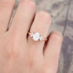 Pattiring Oval Cut C&C Moissanite Rose Gold Marquise Cut Diamond Cluster Engagement Ring 1