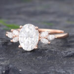 Pattiring Oval Cut C&C Moissanite Rose Gold Marquise Cut Diamond Cluster Engagement Ring 2