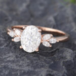 Pattiring Oval Cut C&C Moissanite Rose Gold Marquise Cut Diamond Cluster Engagement Ring 4