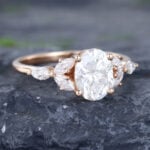 Pattiring Oval Cut C&C Moissanite Rose Gold Marquise Cut Diamond Engagement Ring 2