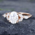 Pattiring Oval Cut C&C Moissanite Rose Gold Marquise Cut Diamond Engagement Ring 3
