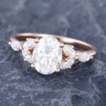 Pattiring Oval Cut C&C Moissanite Rose Gold Marquise Cut Diamond Engagement Ring 4