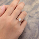 Pattiring Oval Cut C&C Moissanite Rose Gold Twig Diamond Engagement Ring 1