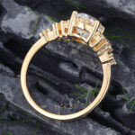 Pattiring Oval Cut C&C Moissanite Solid Gold Diamond Cluster Engagement Ring 1