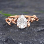Pattiring Pear Shaped 1.2 Carat Moissanite Rose Gold Leaf Engagement Ring