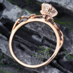 Pattiring Pear Shaped 1.2 Carat Moissanite Rose Gold Leaf Engagement Ring 3
