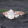 Pattiring Pear Shaped C&C Moissanite Rose Gold Diamond Cluster Engagement Ring 1