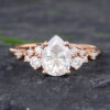Pattiring Pear Shaped C&C Moissanite Rose Gold Diamond Cluster Engagement Ring