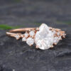 Pattiring Pear Shaped C&C Moissanite Rose Gold Diamond Cluster Engagement Ring 2