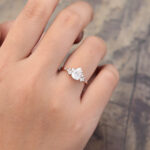 Pattiring Pear Shaped C&C Moissanite Rose Gold Diamond Cluster Engagement Ring 5